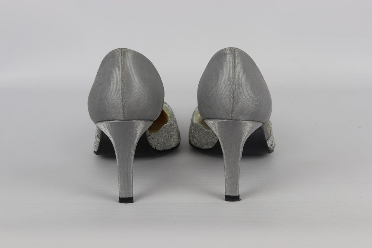 STUART WEITZMAN METALLIC LACE AND SATIN PUMPS EU 37.5 UK 4.5 US 7.5