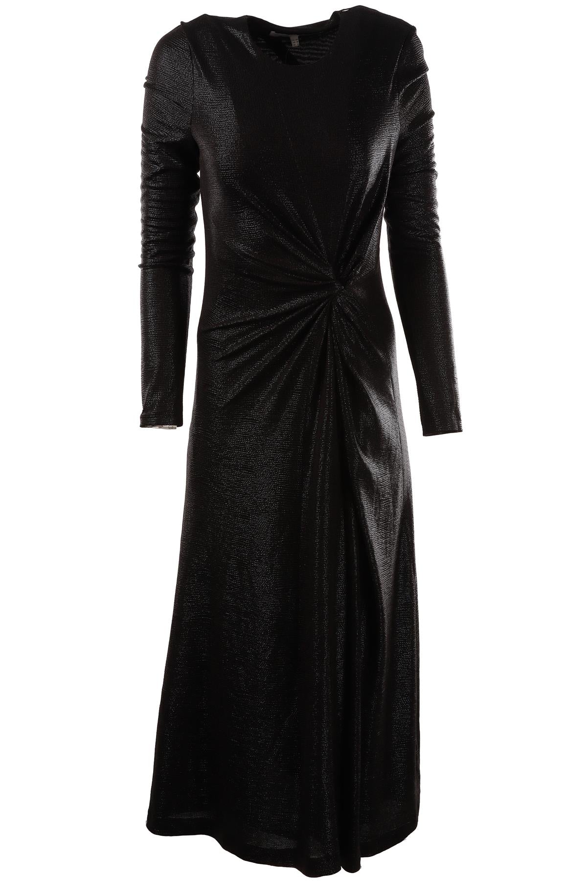 BLACK TEXTURED MAXI DRESS