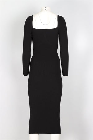 SELF-PORTRAIT BLACK KNIT MIDI DRESS SMALL