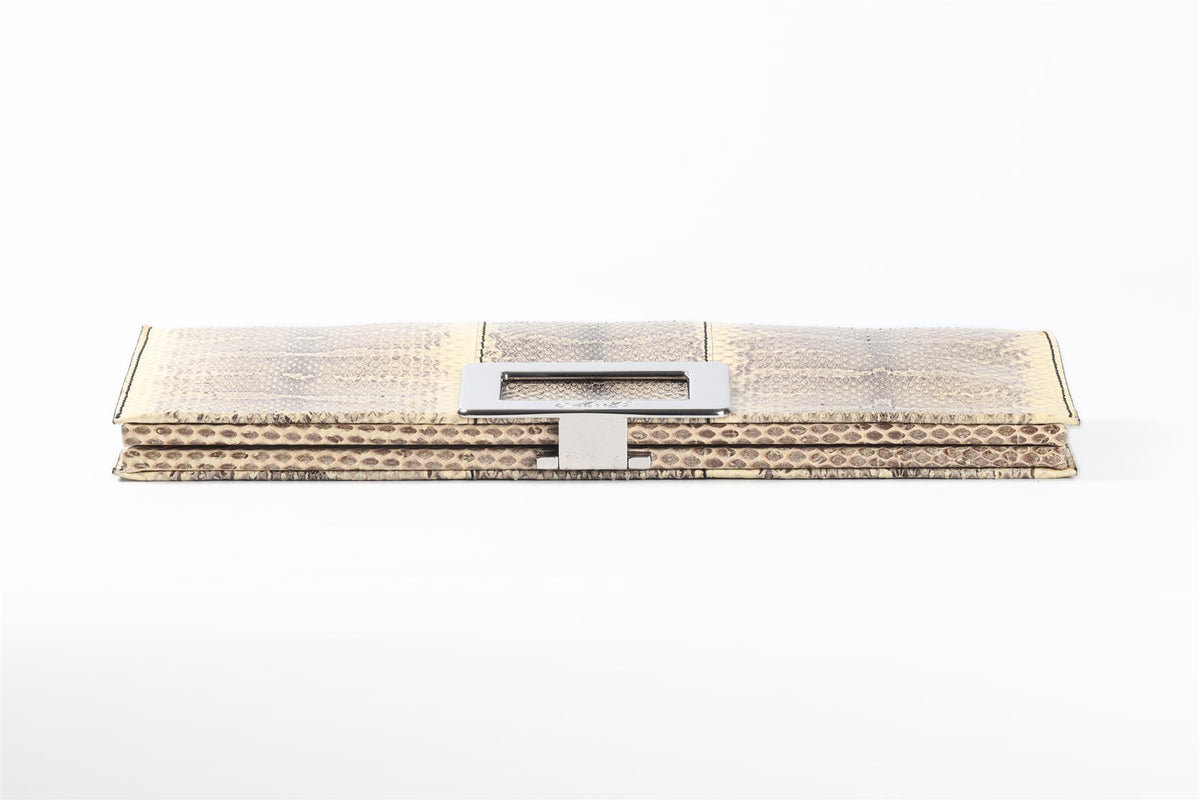 ROGER VIVIER BEIGE BELLE SNAKESKIN CLUTCH