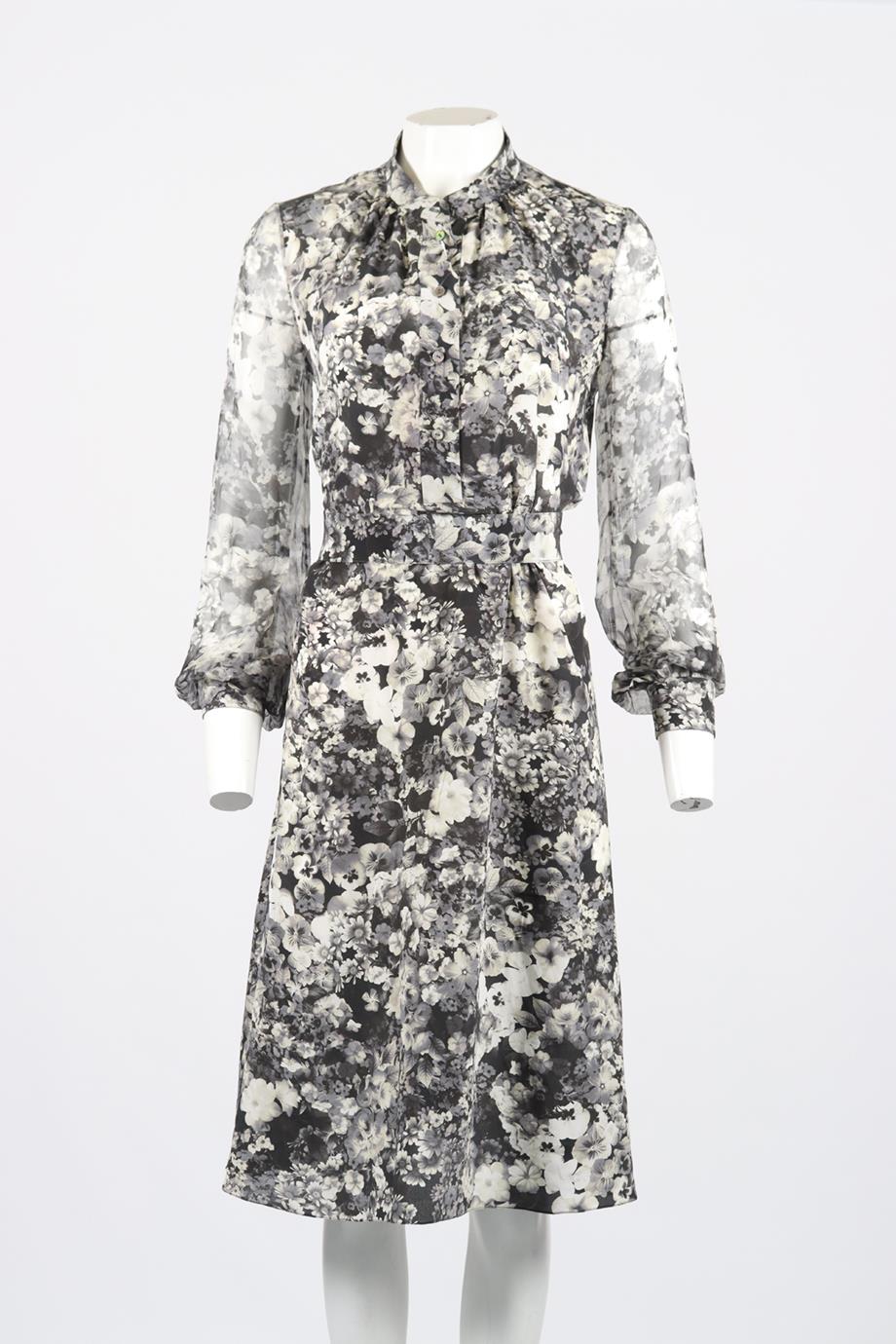 LANVIN FLORAL PRINT SILK MIDI DRESS FR 40 UK 12