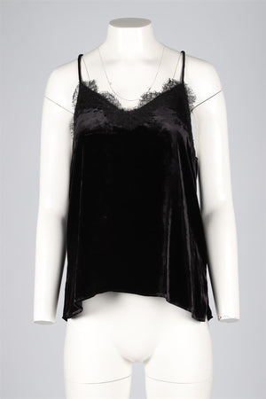 CAMI NYC BLACK VELVET TOP LARGE