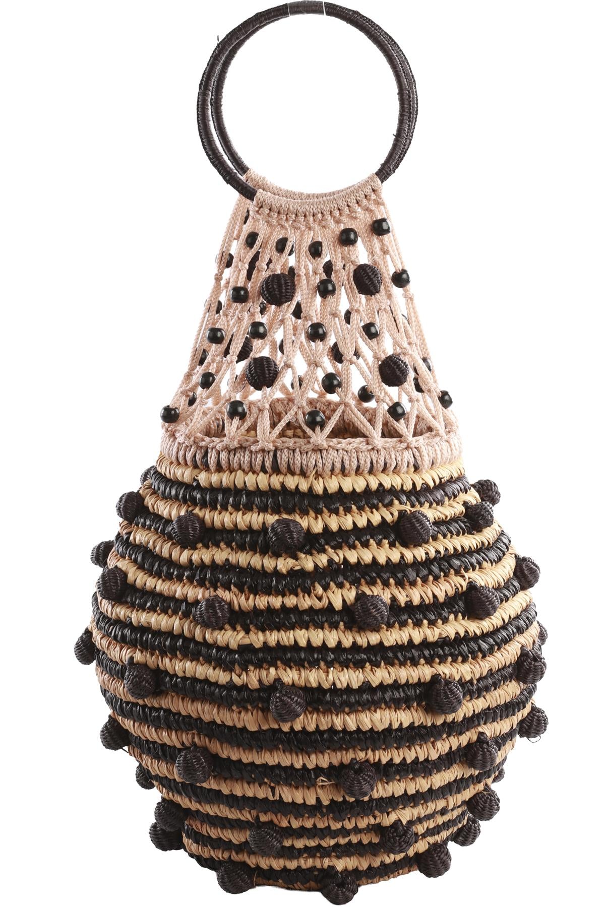SENSI STUDIO BLACK RAFFIA TOTE BAG