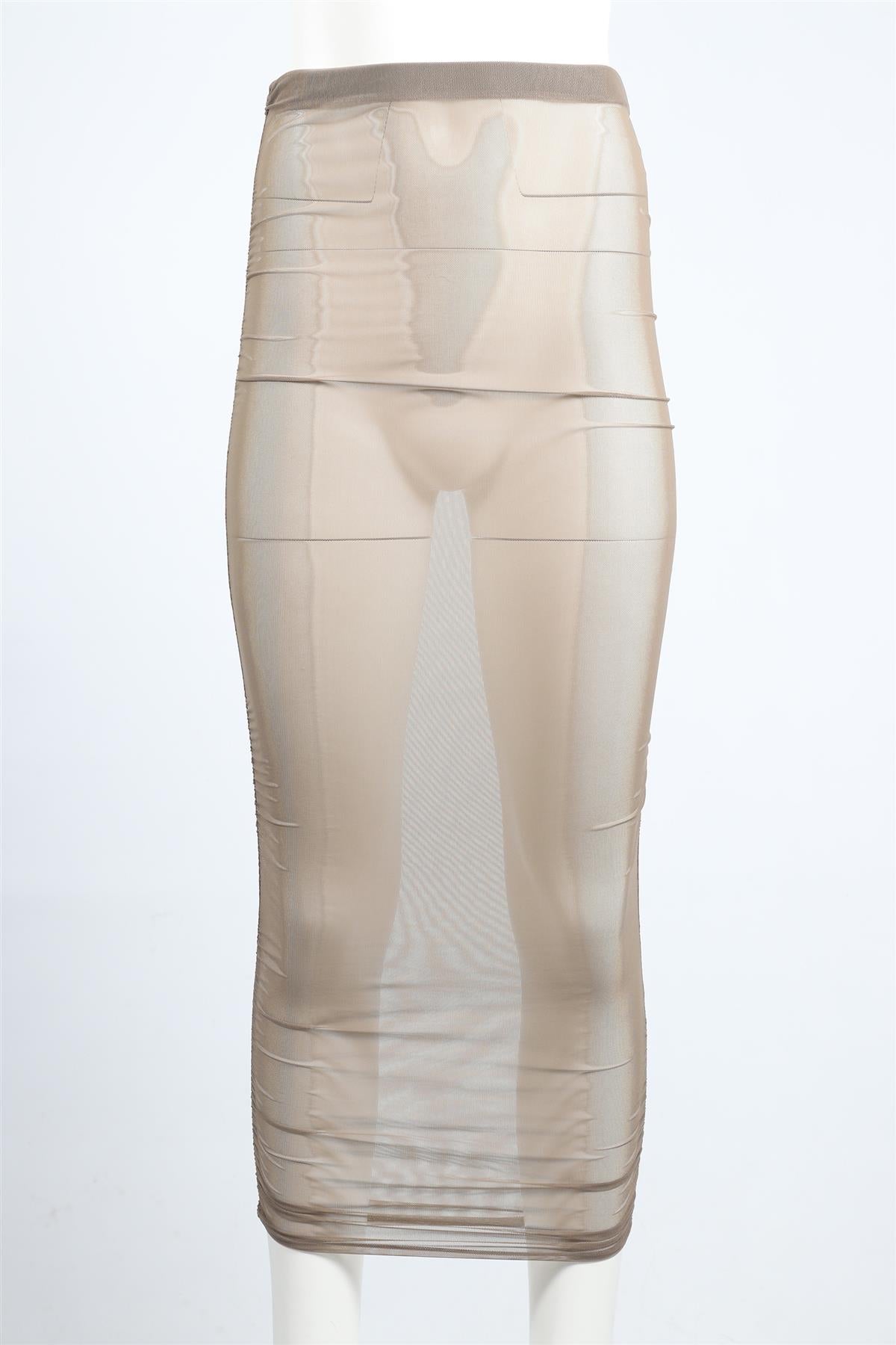 EMPORIO ARMANI NUDE CHIFFON MIDI SKIRT IT 40 UK 8