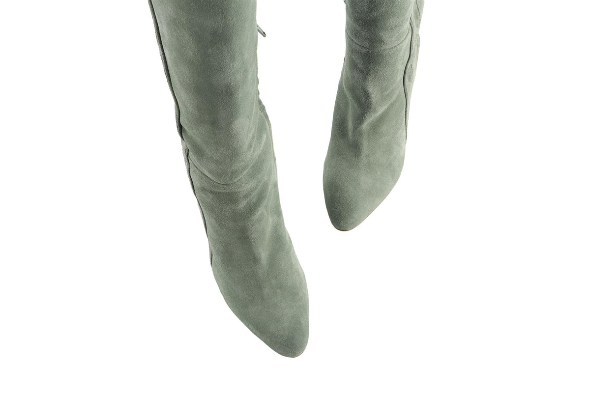 SEZANE GREEN SUEDE KNEE HIGH BOOTS EU 38 UK 5 US 8