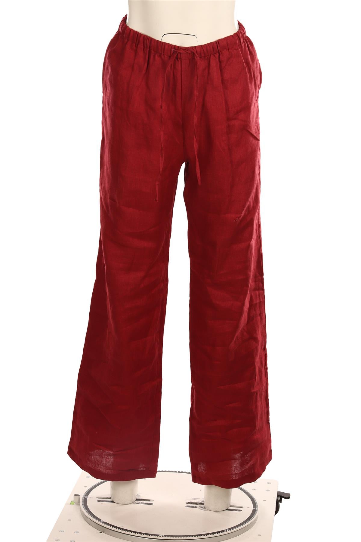 AEXAE BURGUNDY LINEN STRAIGHT LEG PANTS XSMALL