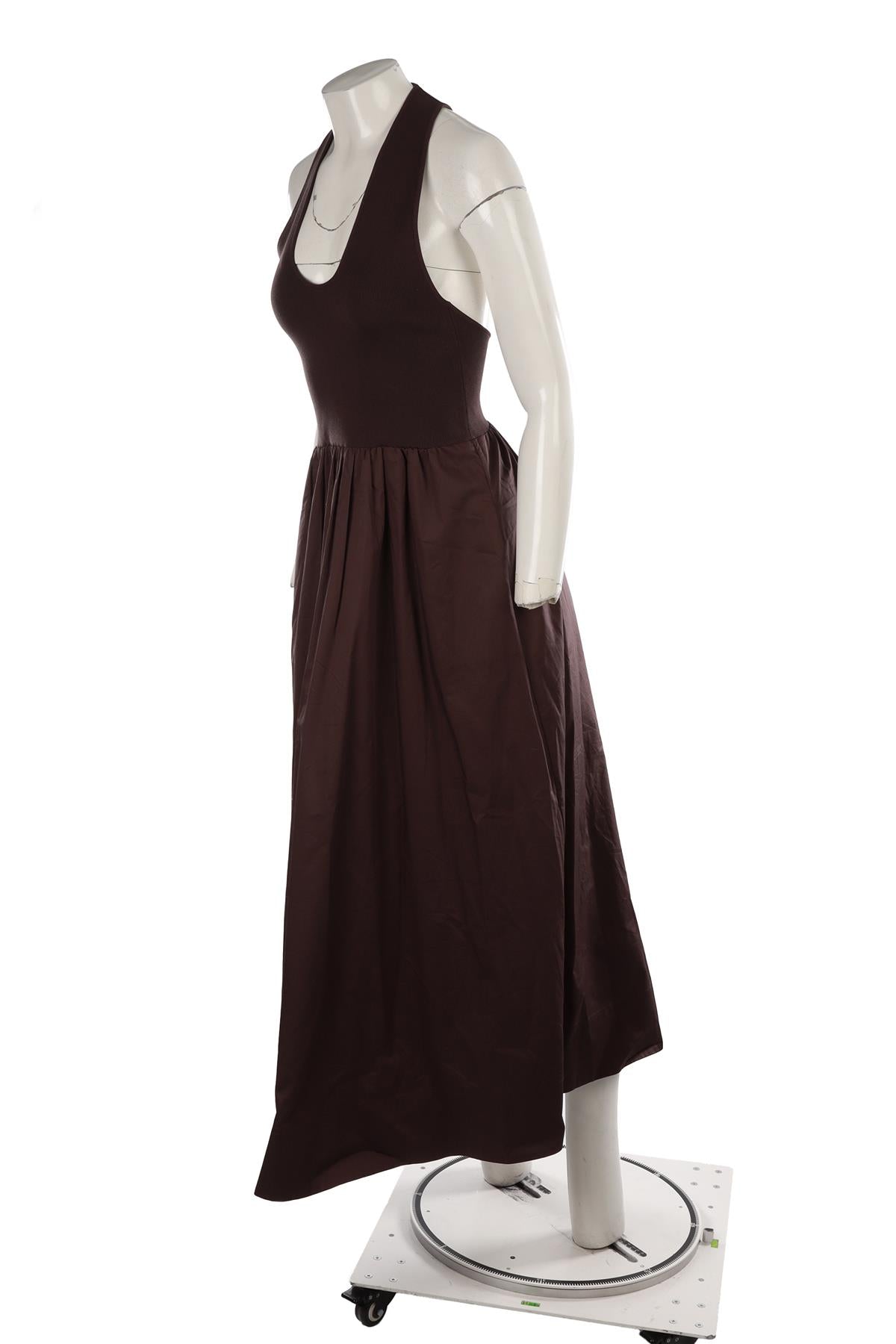 BROWN COTTON MAXI DRESS
