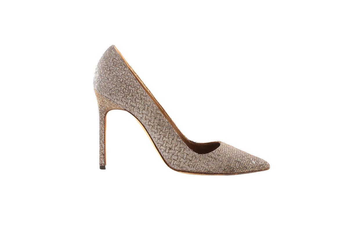 MANOLO BLAHNIK METALLIC FABRIC PUMPS EU 38 UK 5 US 8