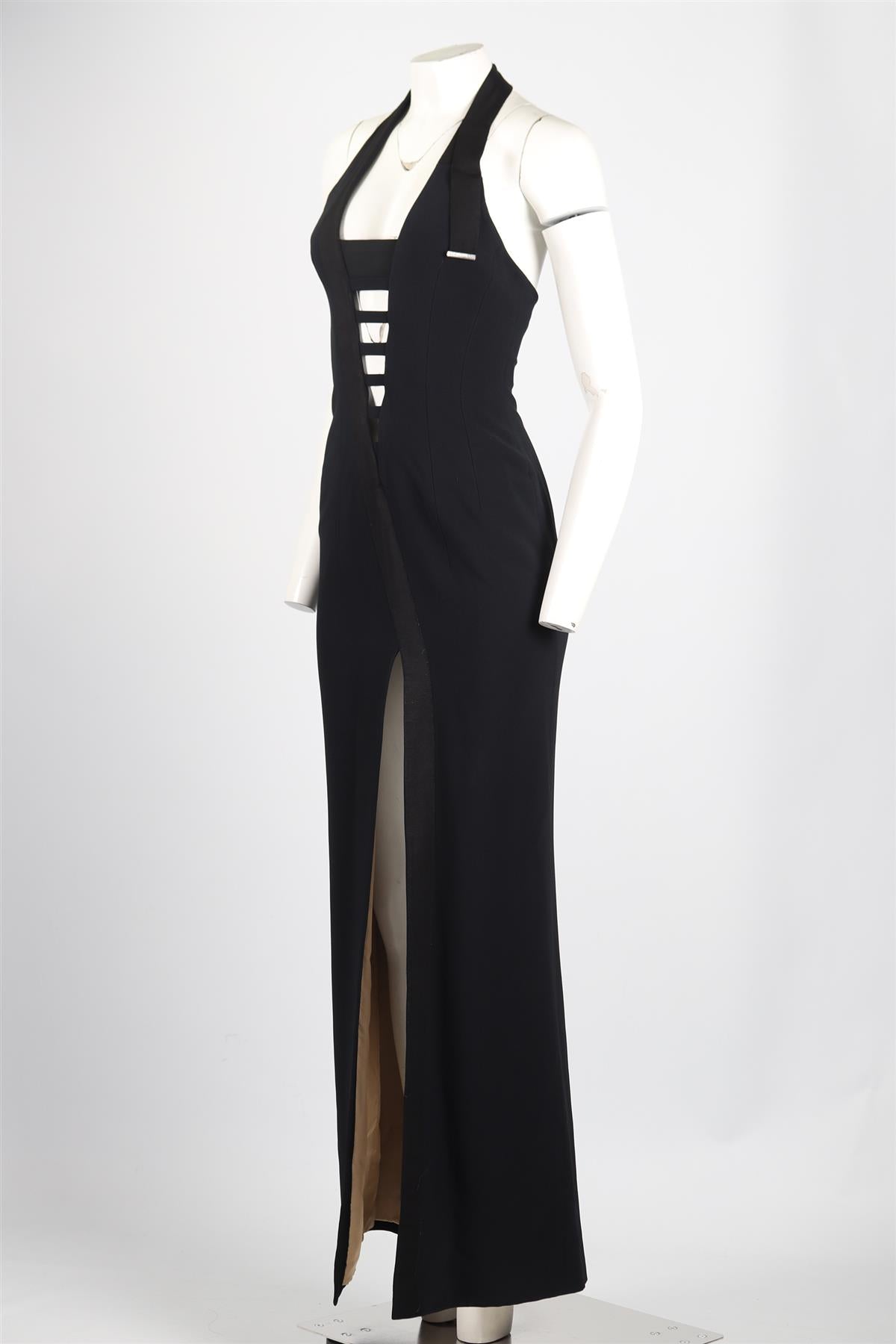 MUGLER HALTERNECK CREPE MAXI DRESS FR 38 UK 10