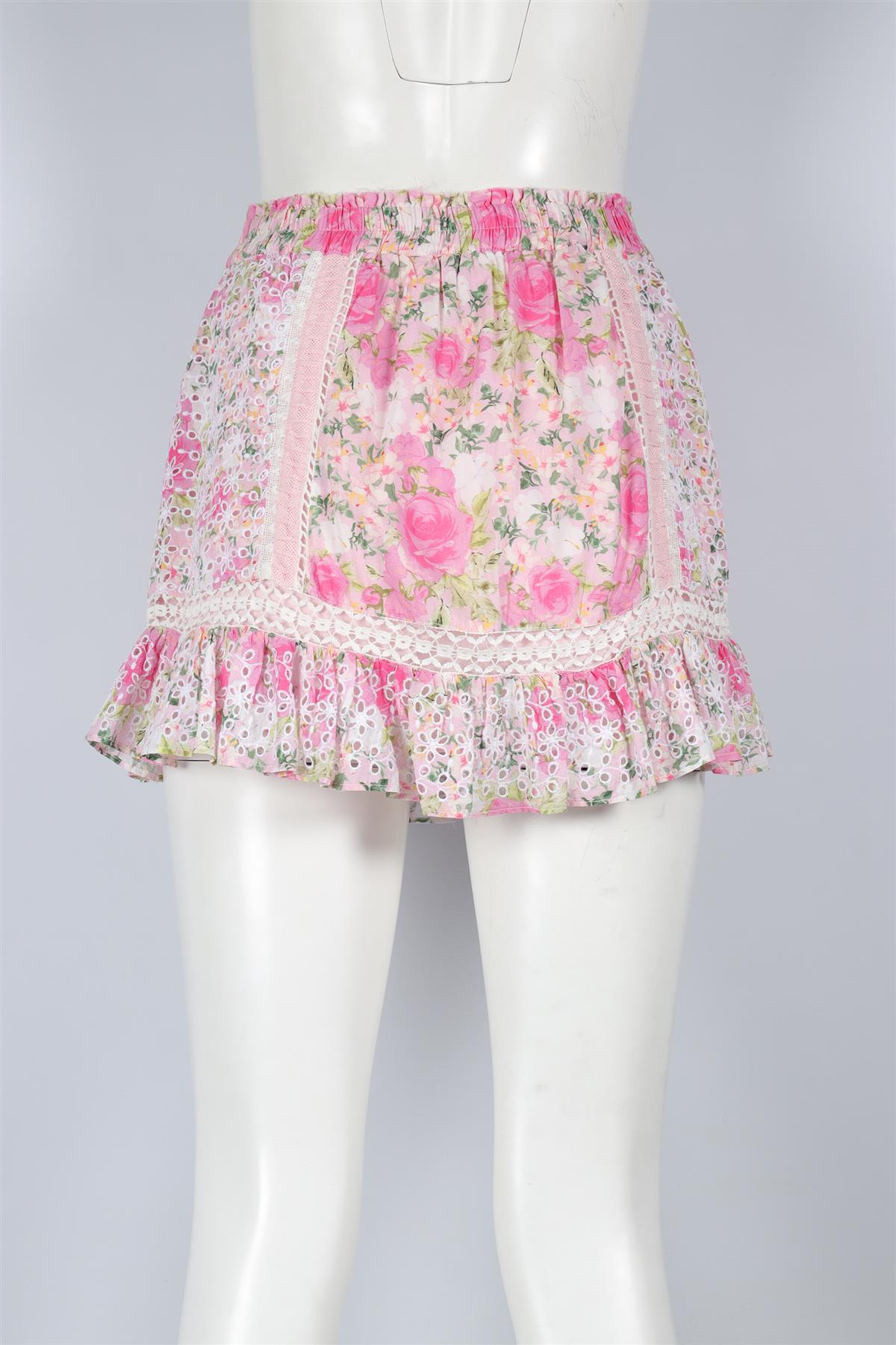 LOVESHACKFANCY MULTI COTTON MINI SKIRT SMALL