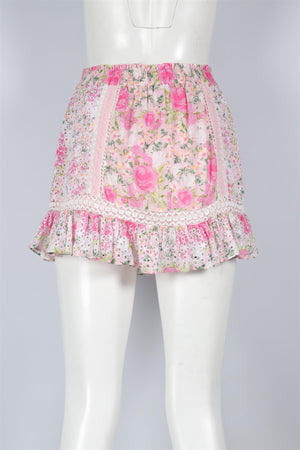 LOVESHACKFANCY MULTI COTTON MINI SKIRT SMALL