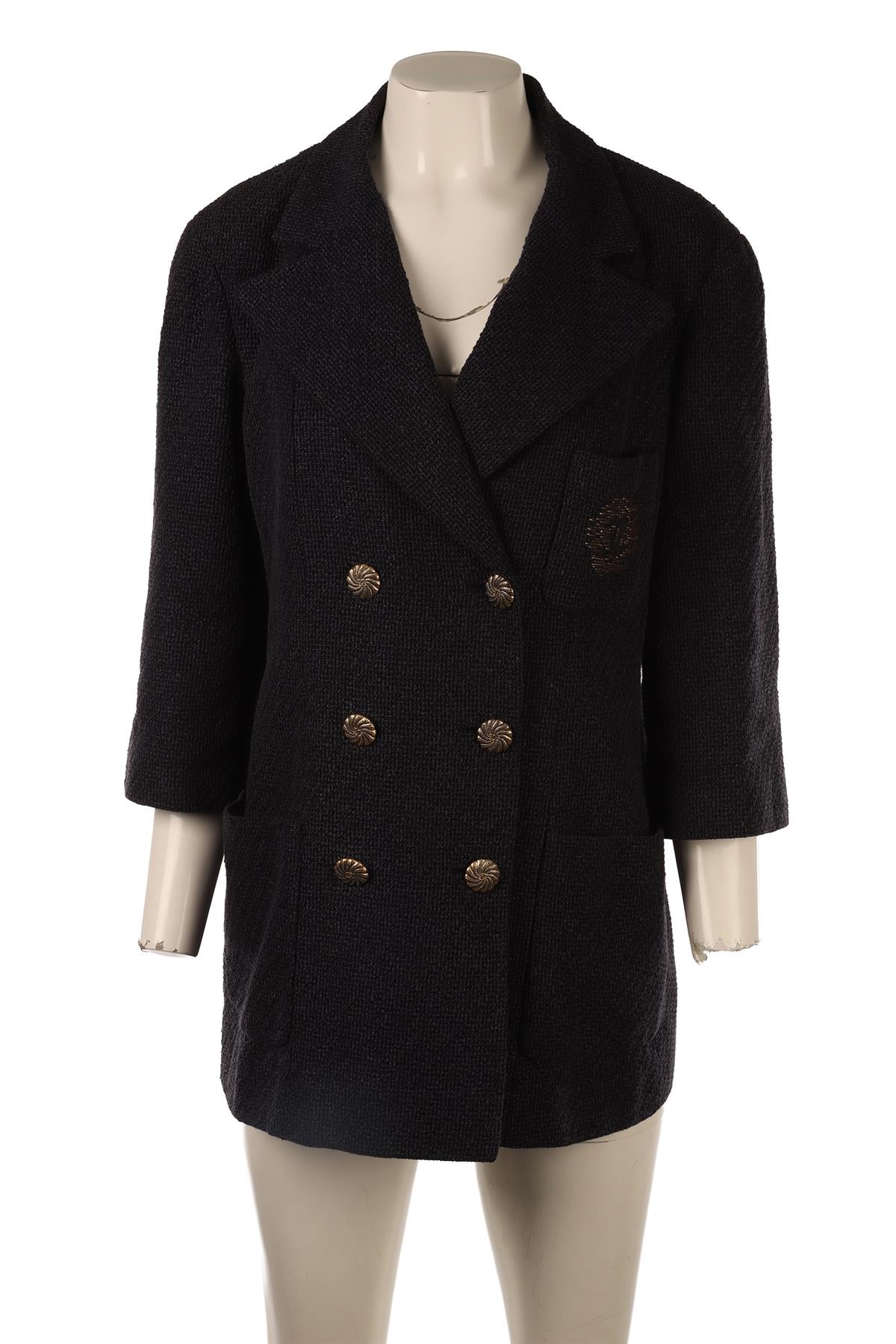 CHANEL NAVY 2012 COTTON BLAZER FR 44 UK 16