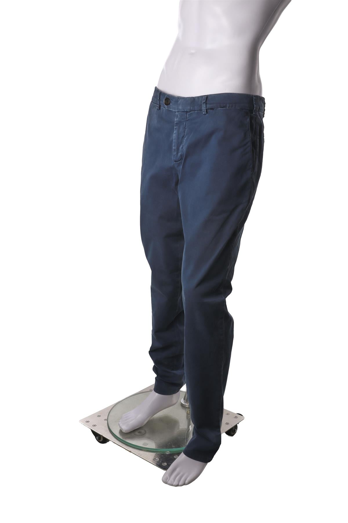 BRUNELLO CUCINELLI NAVY MEN'S COTTON STRAIGHT LEG PANTS IT 50 UK 34 FR 42