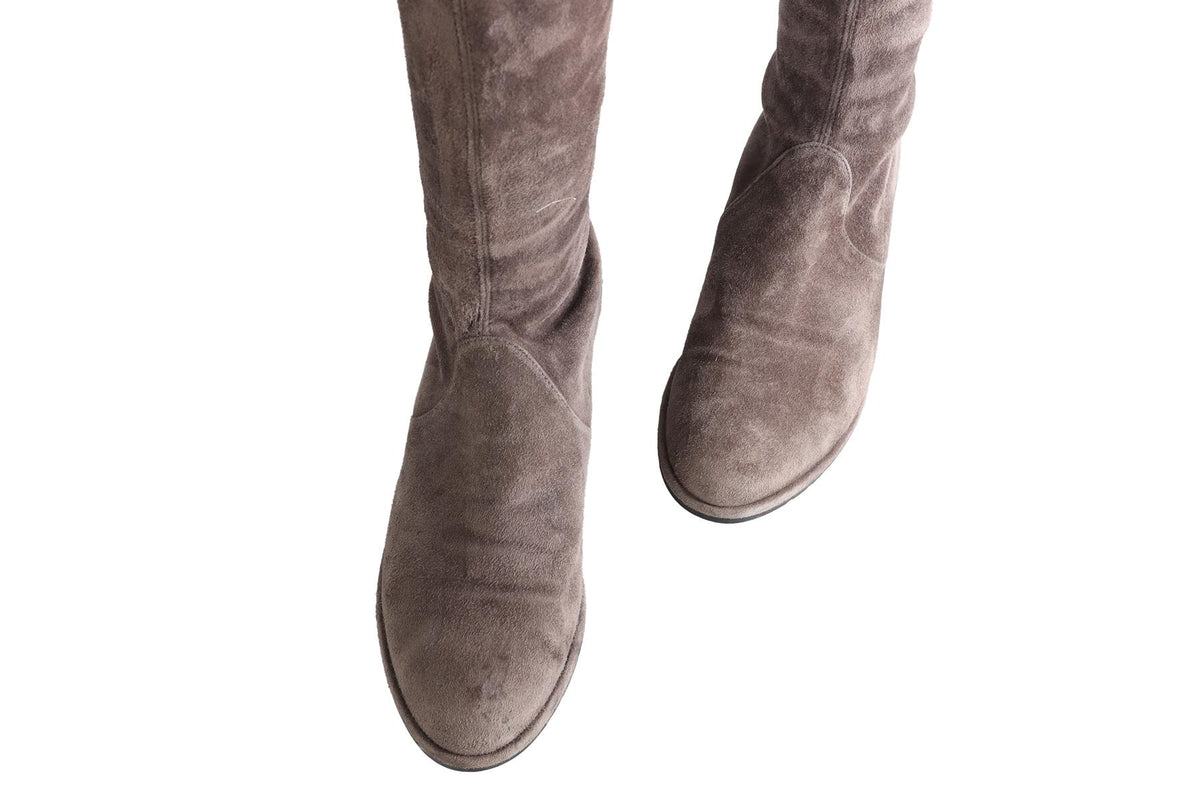 STUART WEITZMAN GREY LOWLAND SUEDE OVER THE KNEE BOOTS US 8.5 UK 5.5 EU 38.5