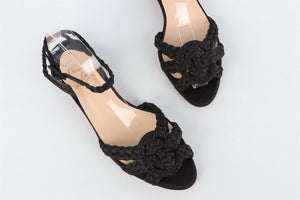 CHRISTIAN LOUBOUTIN BLACK SATIN SANDALS EU 38.5 UK 5.5 US 8.5