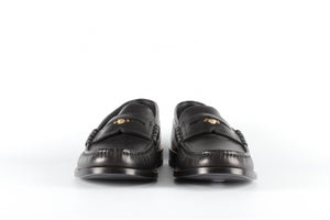 VERSACE BLACK MEN'S MEDUSA LEATHER LOAFERS EU 41 UK 7 US 8