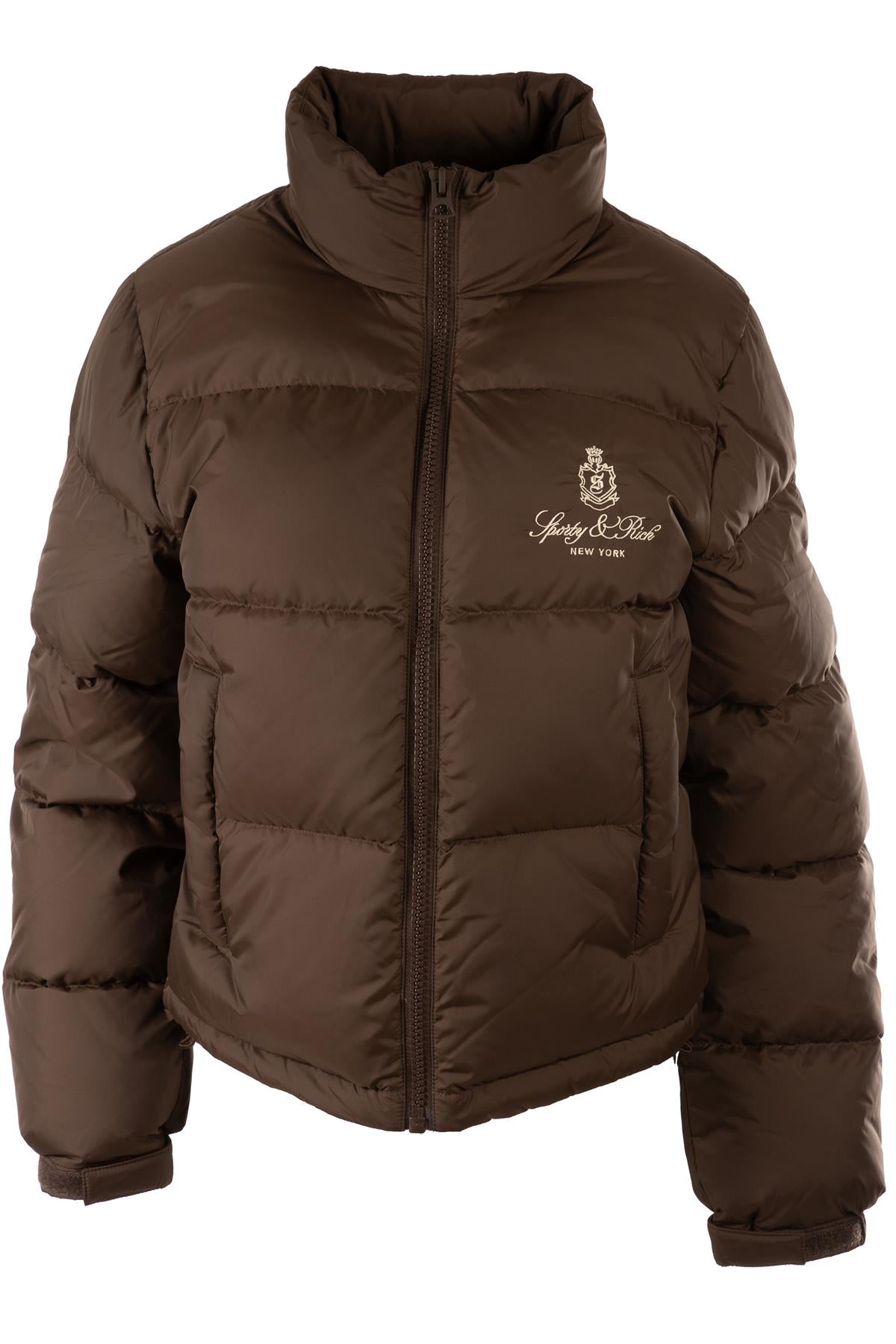 SPORTY & RICH BROWN PADDED DOWN JACKET SMALL