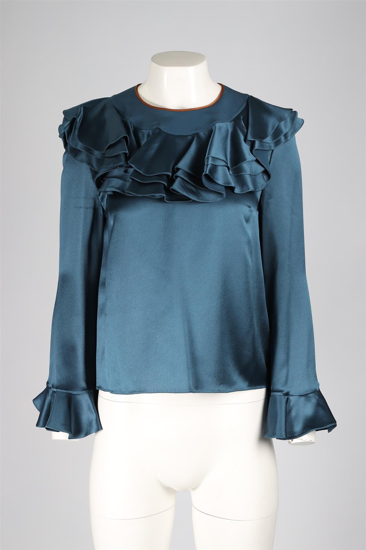 ROKSANDRA BLUE SILK TOP UK 10
