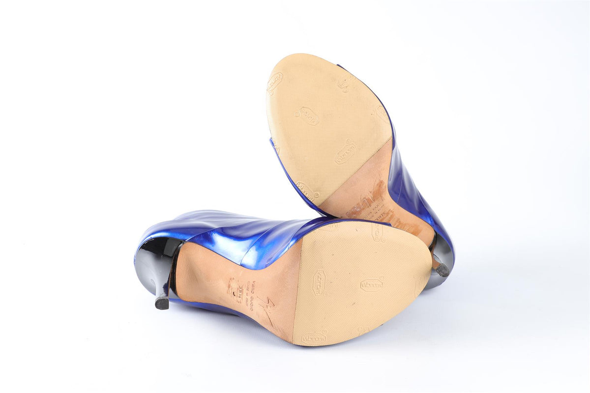 GIUSEPPE ZANOTTI BLUE LEATHER ANKLE BOOTS EU 38.5 UK 5.5 US 8.5
