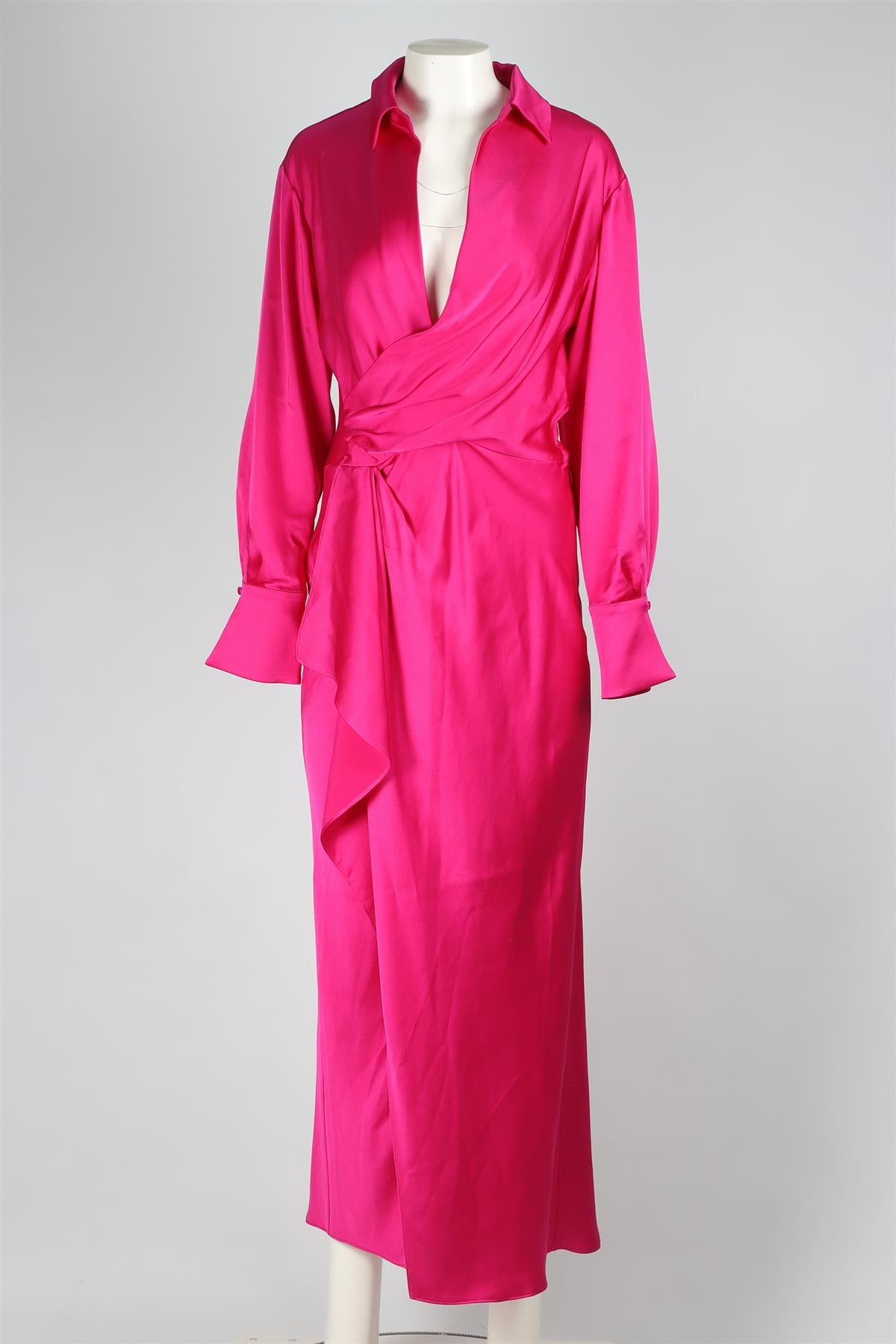 JONATHAN SIMKHAI PINK SATIN MIDI DRESS US 10 UK 14