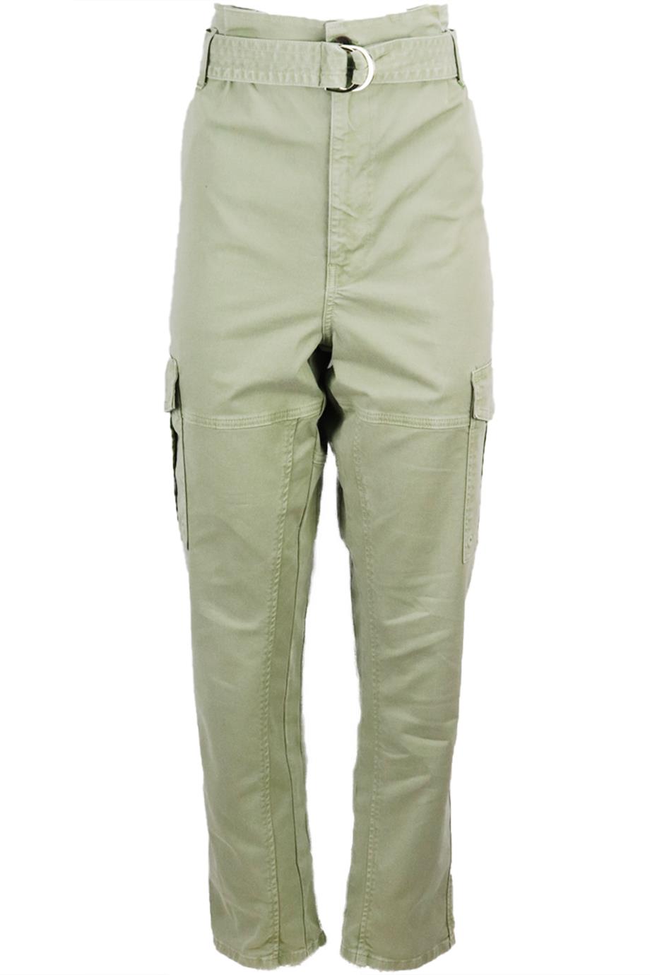 FRAME SAFARI BELTED COTTON BLEND TWILL STRAIGHT LEG PANTS W30 UK 12