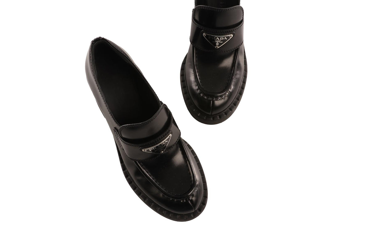 PRADA BLACK LEATHER PLATFORM LOAFERS EU 36 UK 3
