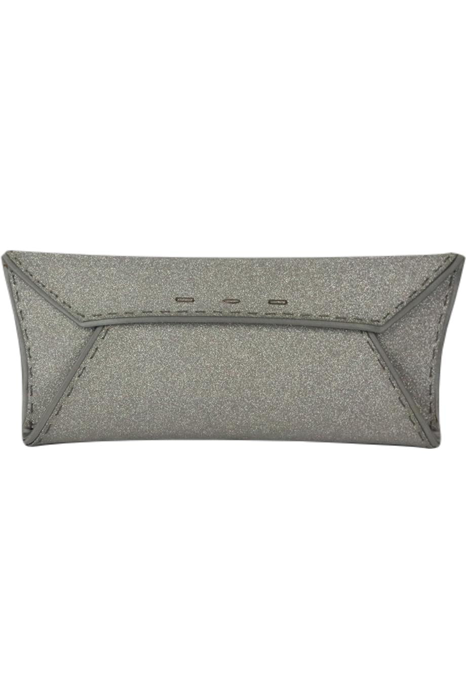 VBH SATIN TRIMMED GLITTERED FAUX LEATHER CLUTCH