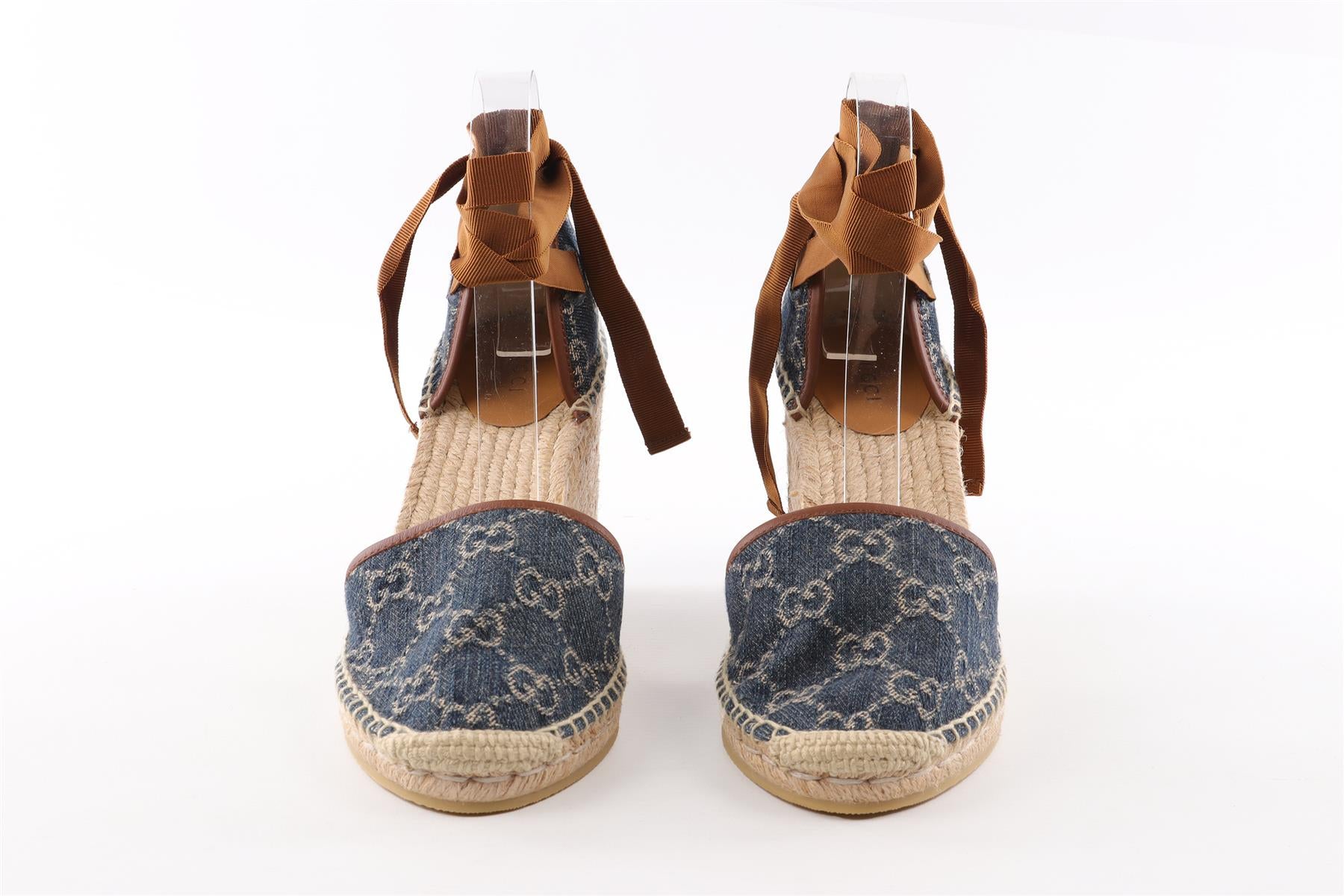 GUCCI BLUE DENIM WEDGE ESPADRILLES EU 38 UK 5 US 8