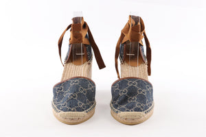 GUCCI BLUE DENIM WEDGE ESPADRILLES EU 38 UK 5 US 8