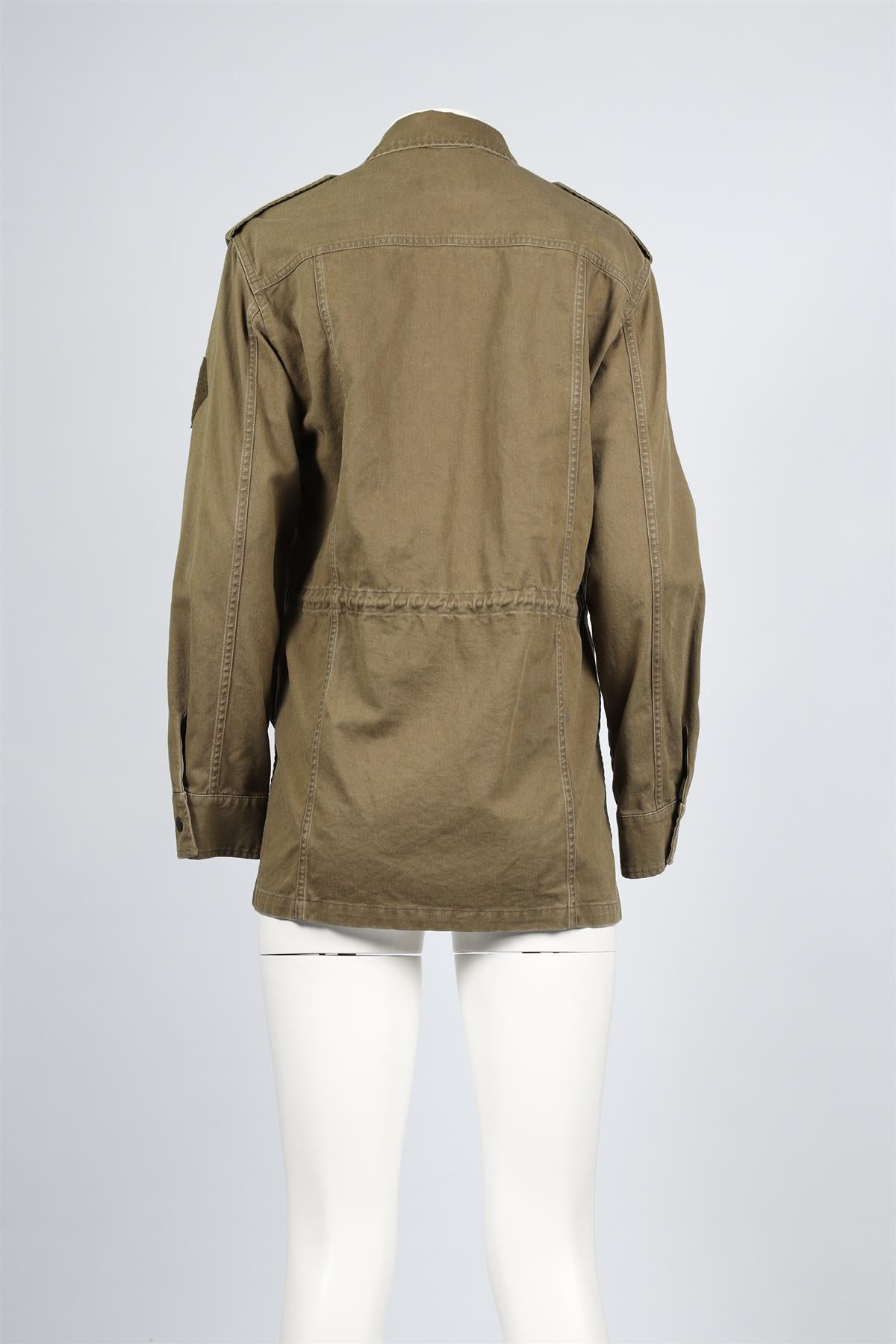 SAINT LAURENT GREEN COTTON BLEND JACKET FR 38 UK 10