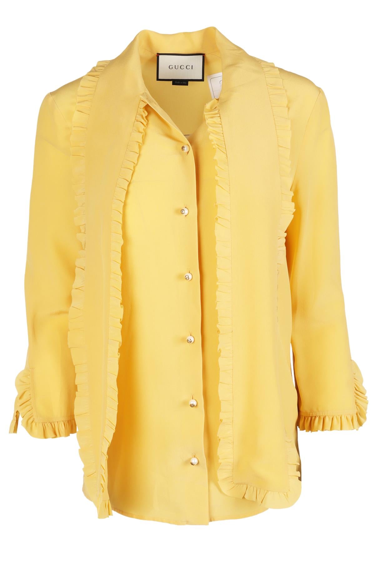 GUCCI YELLOW SILK SHIRT IT 40 UK 8