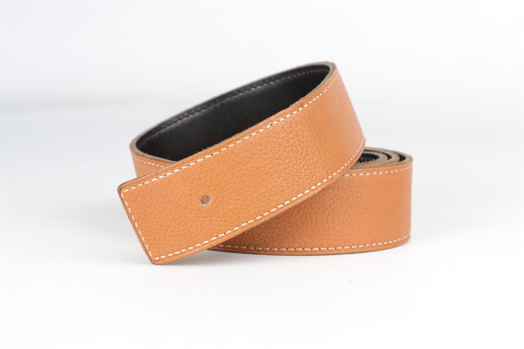 HERMÈS BROWN AND BLACK 2007 32 MM LEATHER BELT STRAP