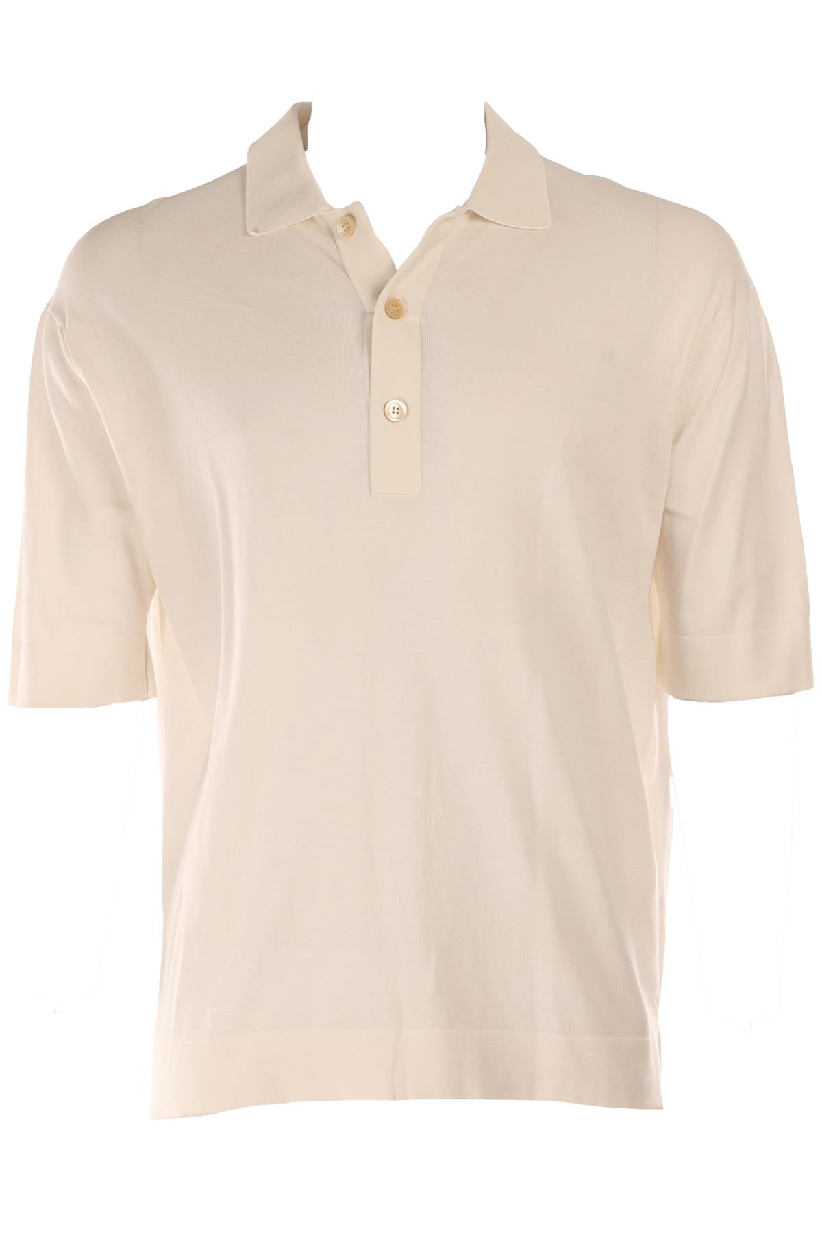 THOM SWEENEY IVORY MEN'S COTTON POLO TOP LARGE