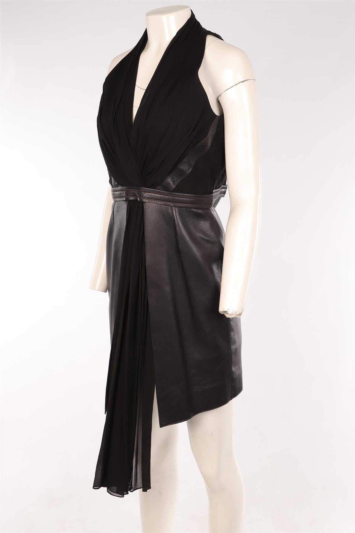 MARIOS SCHAWB BLACK LEATHER MINI DRESS AU 10 UK 10