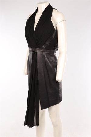 MARIOS SCHAWB BLACK LEATHER MINI DRESS AU 10 UK 10