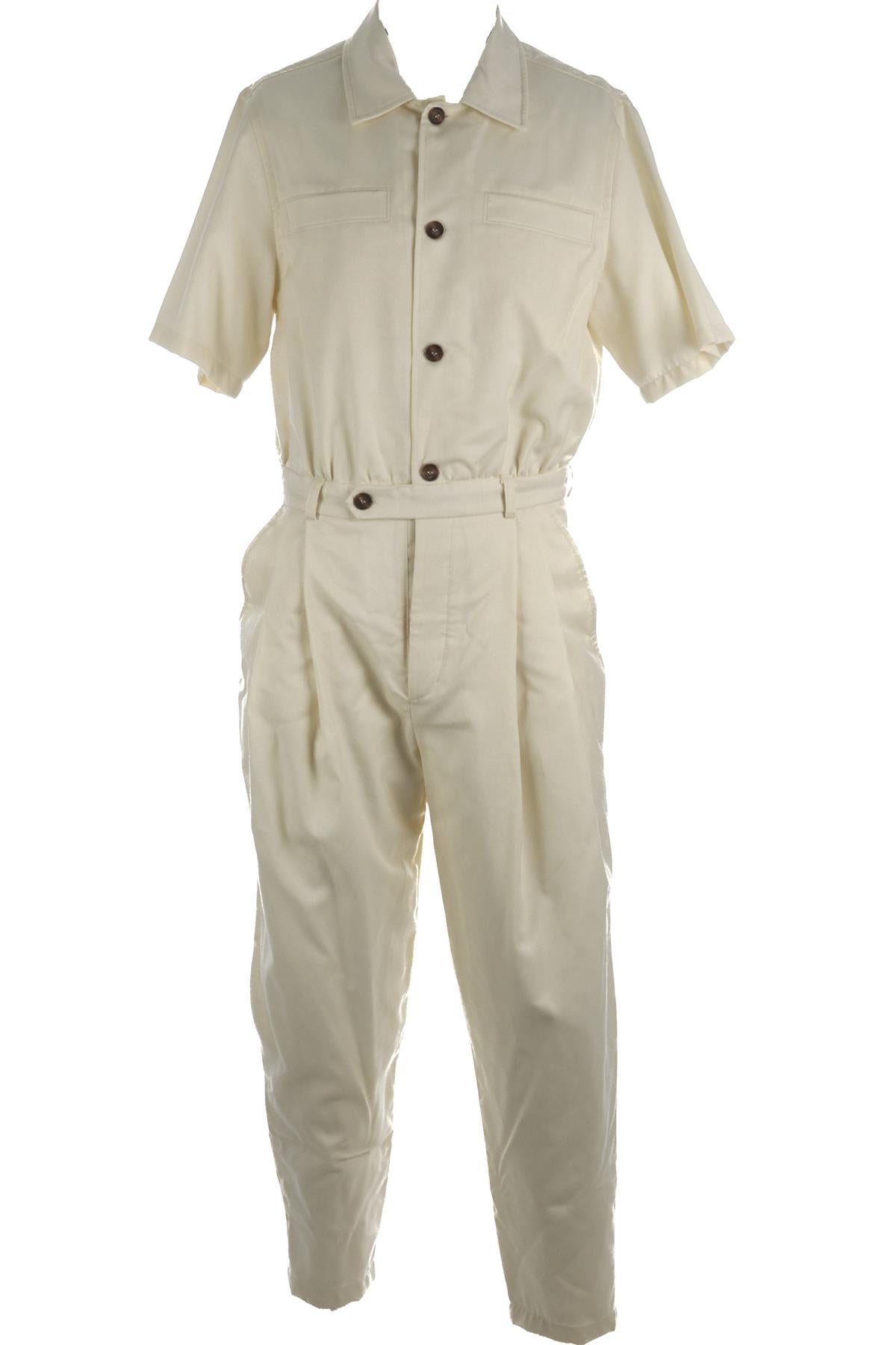 KING & TUCKFIELD CREAM MENS COTTON BOILERSUIT SMALL