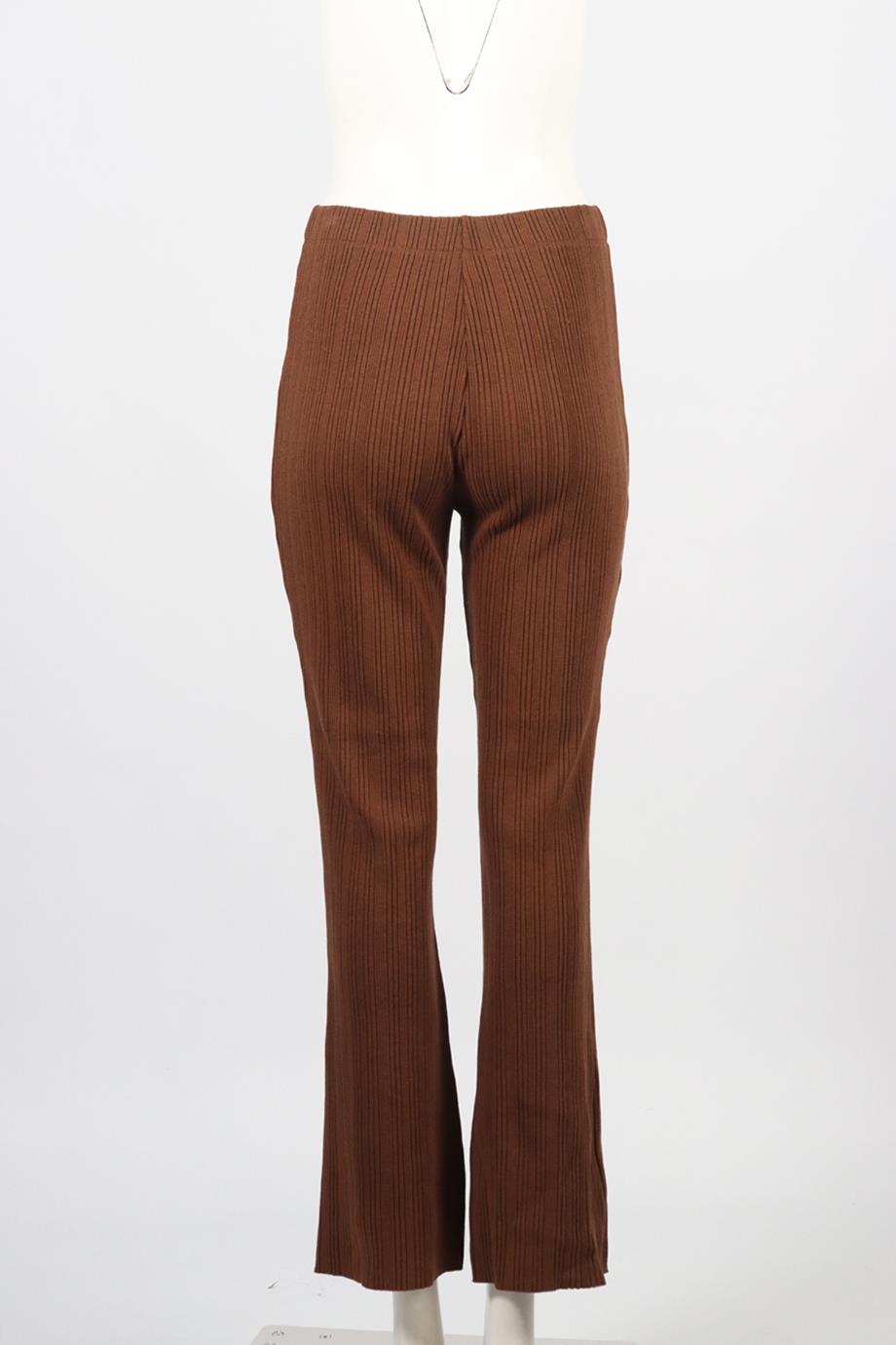 VINCE RIBBED COTTON BLEND TROUSERS SMALL