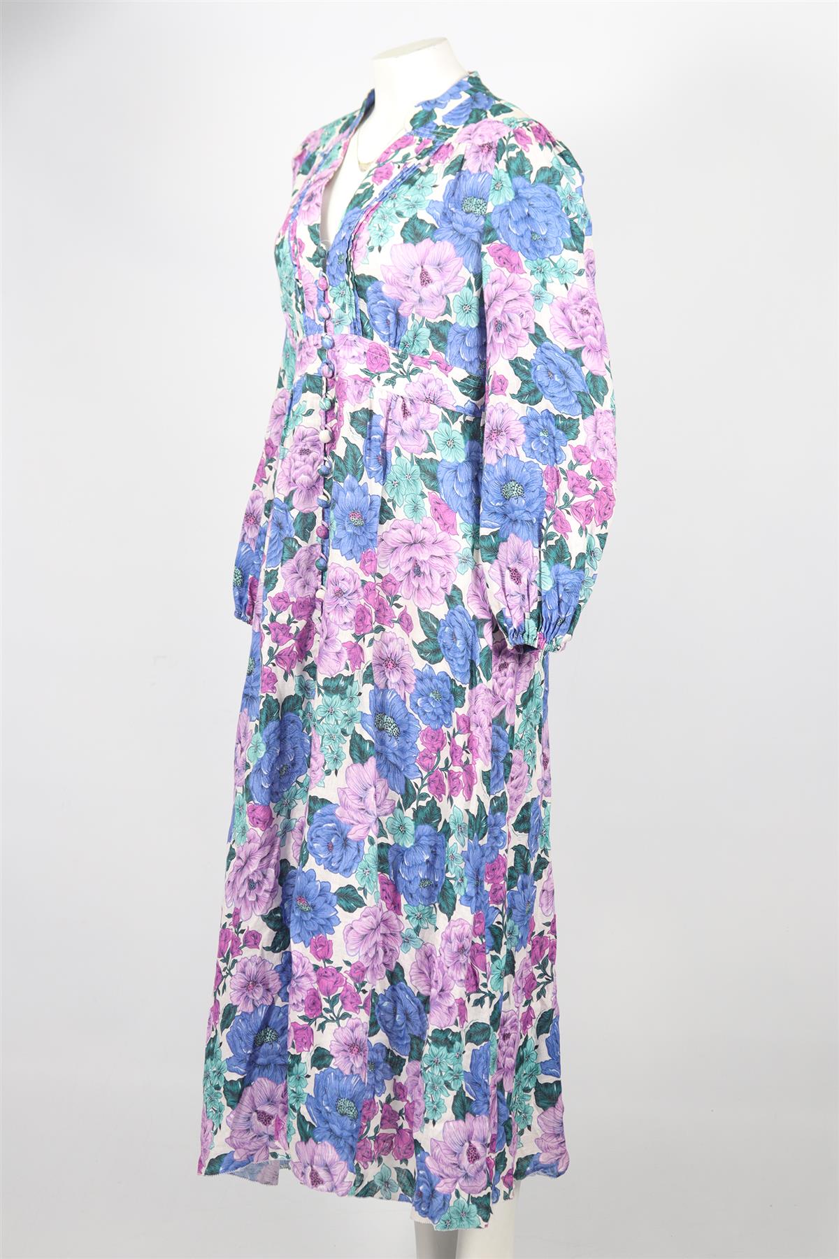 ZIMMERMANN FLORAL PRINT LINEN MAXI DRESS UK 12