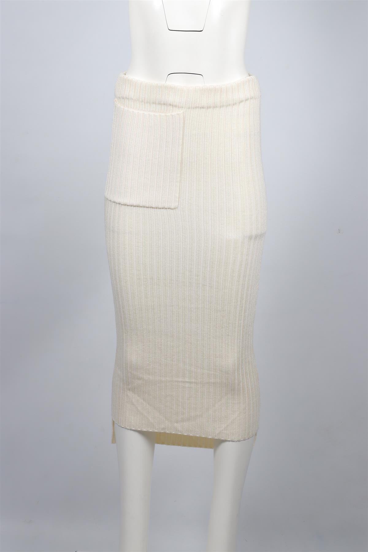 JOSEPH CREAM WOOL MIDI SKIRT SMALL