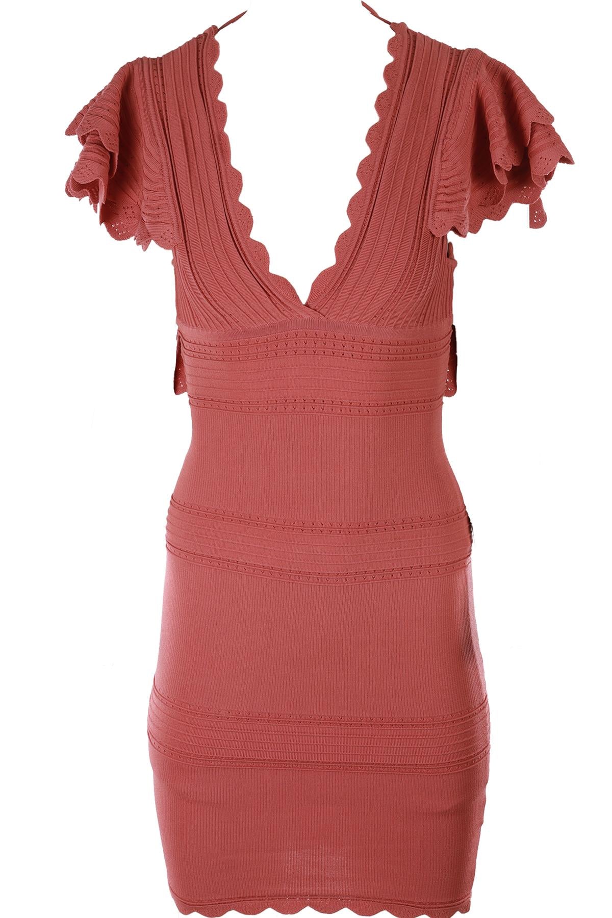 RONNIE KOBO PINK KNIT MINI DRESS MEDIUM