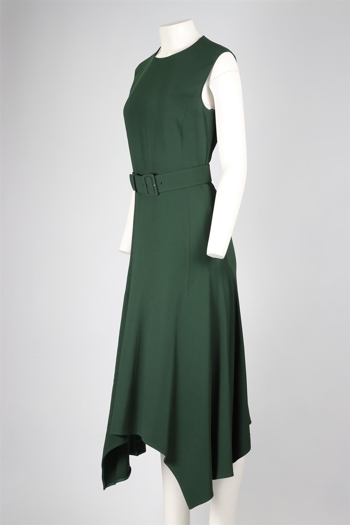 STELLA MCCARTNEY GREEN CREPE MIDI DRESS IT 42 UK 10