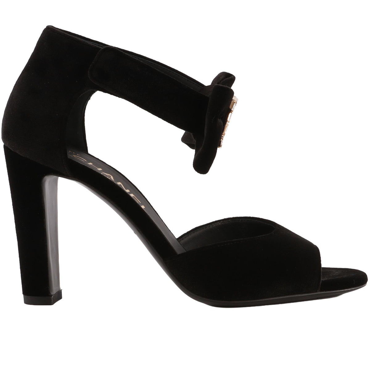CHANEL BLACK 2024 CC VELVET SANDALS EU 36 UK 3 US 6