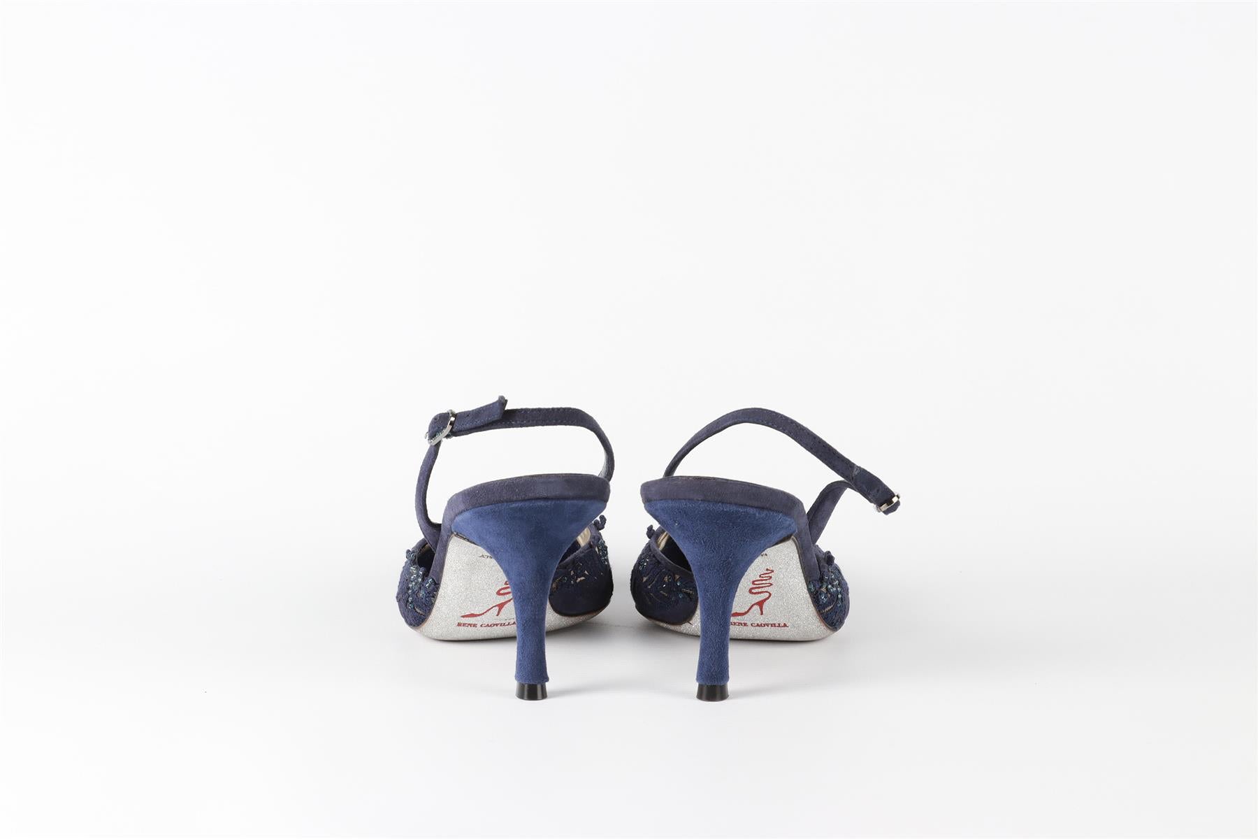 RENÉ  CAOVILLA BLUE SUEDE SLINGBACK PUMPS EU 37 UK 4 US 7