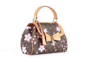LOUIS VUITTON + TAKASHI MURAKAMI BROWN 2003 SAC RETRO PM CHERRY BLOSSOM MONOGRAM TOTE BAG