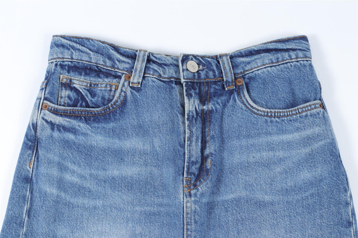 REFORMATION BLUE DENIM MAXI SKIRT W24 UK 6