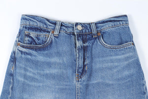 REFORMATION BLUE DENIM MAXI SKIRT W24 UK 6