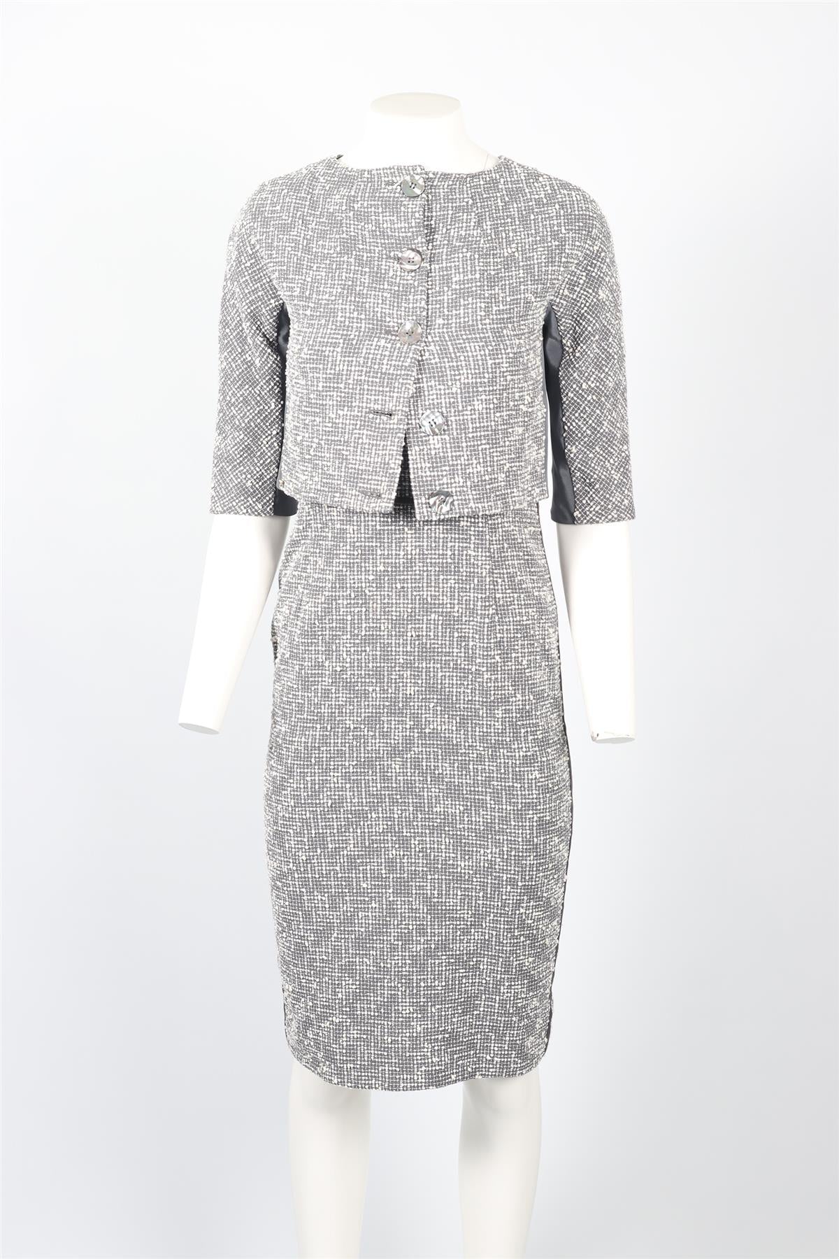 SPORTMAX GREY COTTON MIDI DRESS AND JACKET SET UK 6