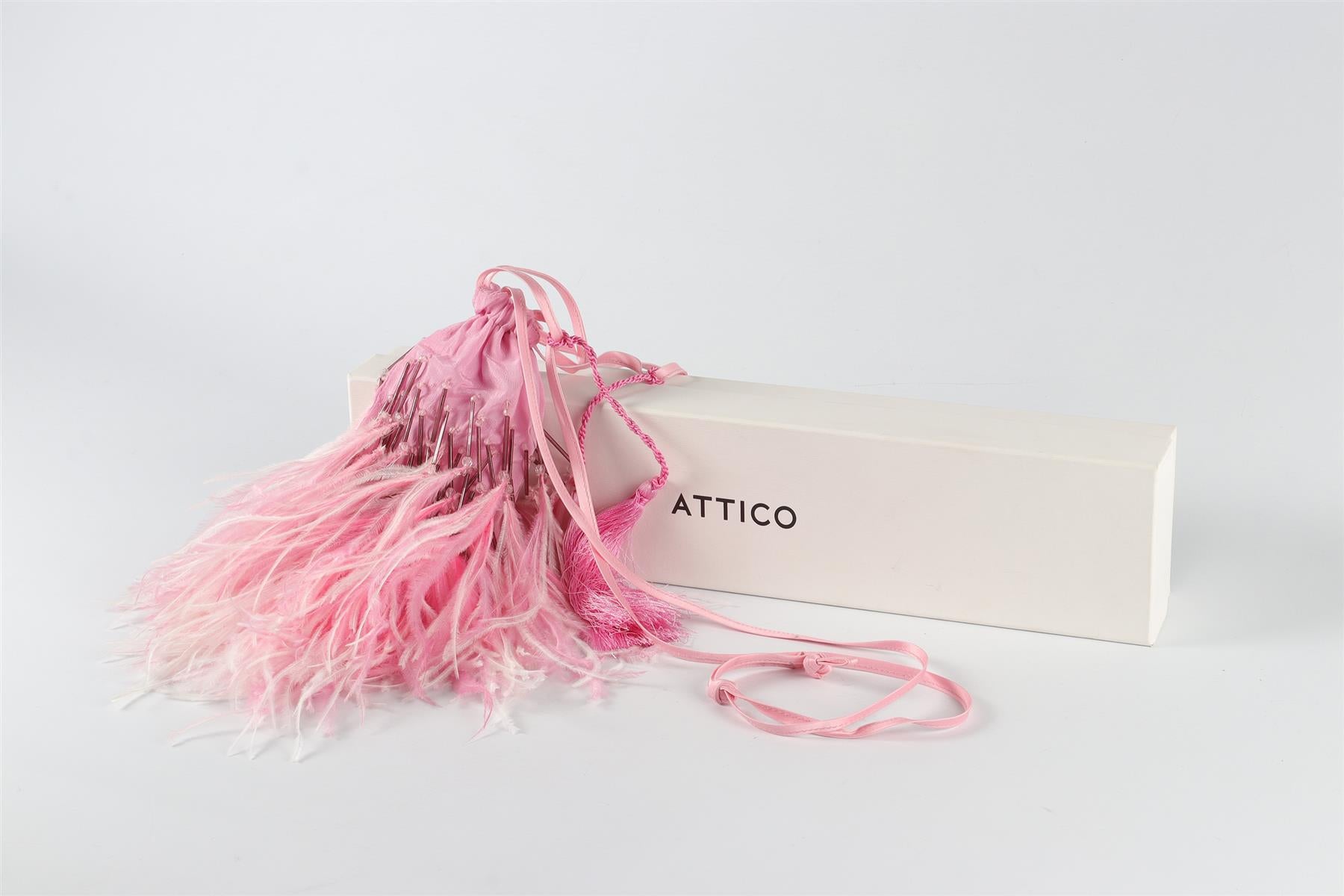 THE ATTICO PINK FEATHER SHOULDER BAG