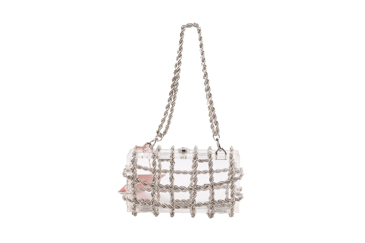 CULT GAIA SILVER BESS PERSPEX SHOULDER BAG