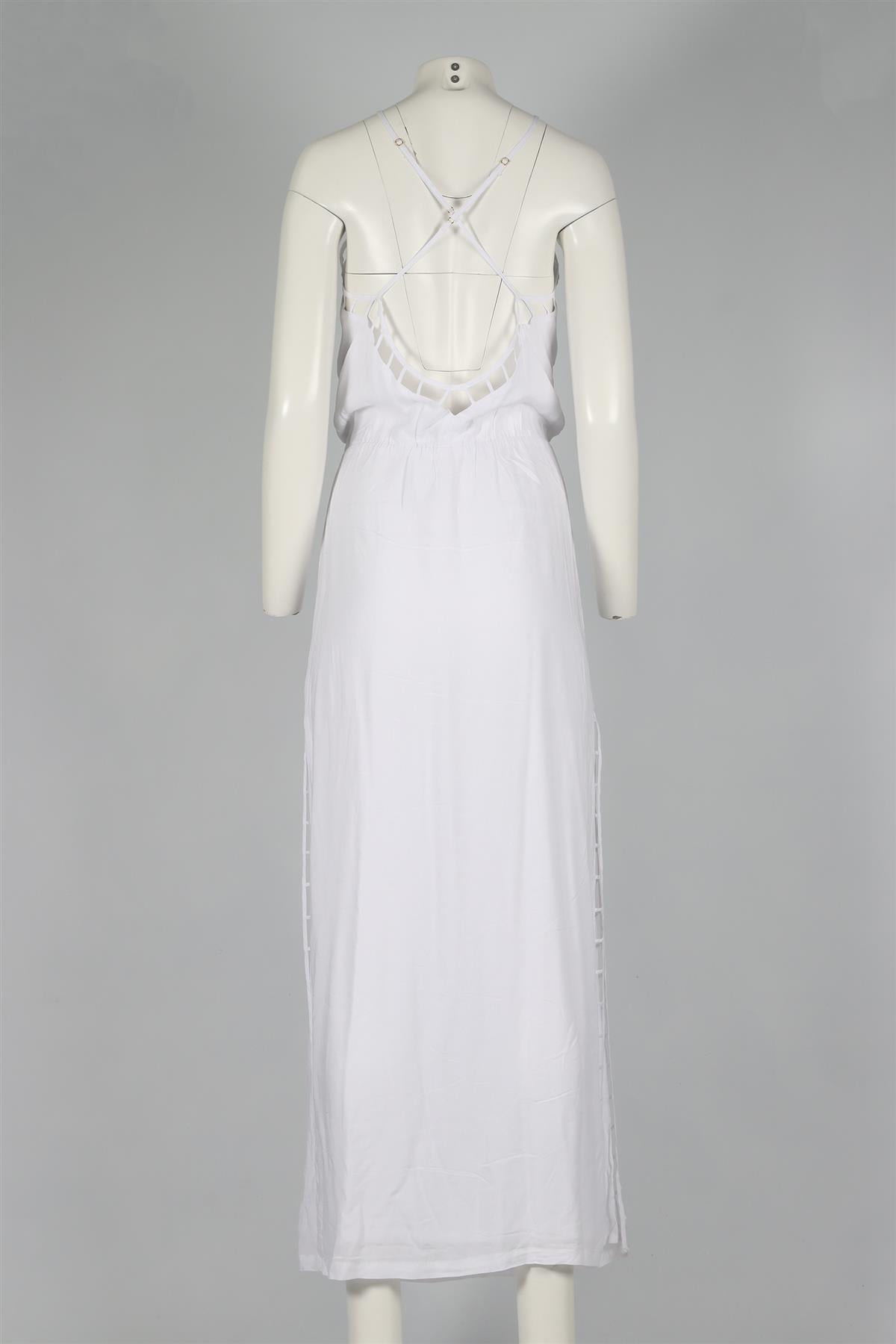 VIX PAULA HERMANNY WHITE WOVEN MAXI DRESS MEDIUM